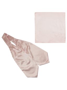 The Tie Hub - Solid Baby Pink Satin Cravat & Pocket Square Combo