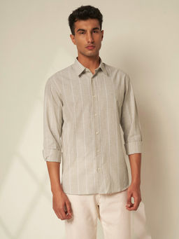 Selected - Beige Striped Linen Shirt