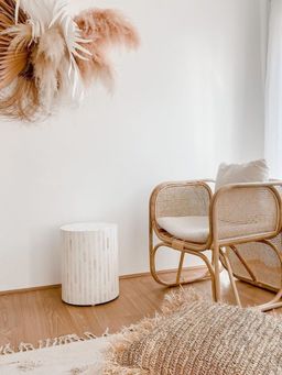 CasaGold - White Drum Mother Of Pearl Inlay Side Table