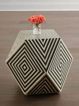 CasaGold - Black Bone Inlay Star Hexagon Table