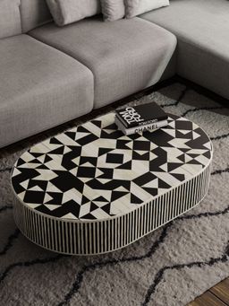 CasaGold - Black Jordan Kingsley Bone Inlay Oval Coffee Table