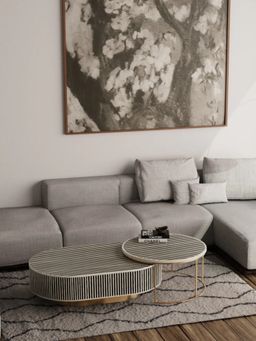 CasaGold - Black Jordan Waterfall Nesting Bone Inlay Coffee Table