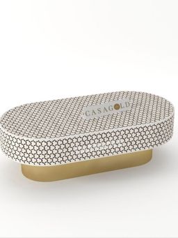 CasaGold - Black Targua Bone Inlay Oval Shape Coffee Table