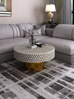 CasaGold - Targua Bone Inlay Round Coffee Table