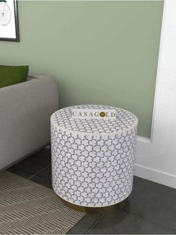 CasaGold - Grey Targua Drum Bone Inlay Side Table
