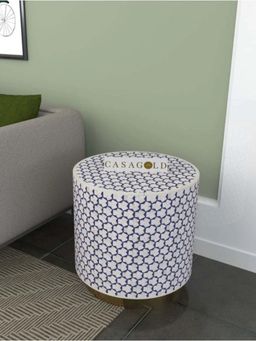 CasaGold - Blue Targua Drum Bone Inlay Side Table