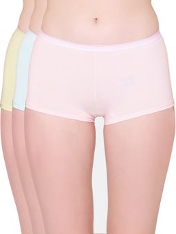 Bodycare - Womens Cotton Spandex Multicolor Solid Shorty Briefs- (Pack of 3)