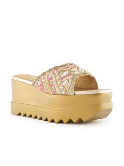 Anaar - Gold Vintage Wink Wedge Heels