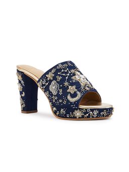 Anaar - Navy Blue Glitterati Platform Sandals