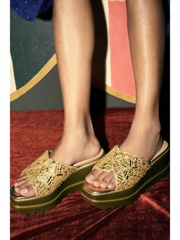 Anaar - Gold Aa Collab Wedge Heels