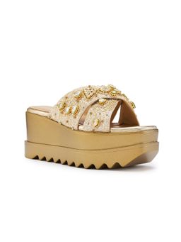 Anaar - Gold Vintage Vanity Wedge Heels