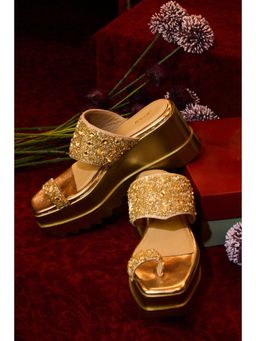 Anaar - Gold Maharani Wedge Heels