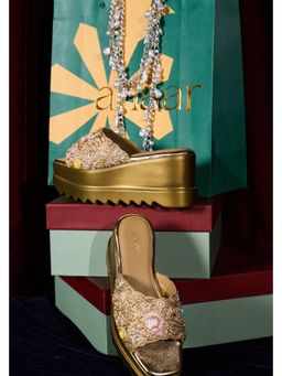 Anaar - Gold Boll night Wedge Heels