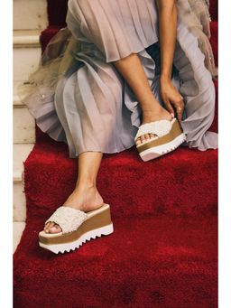 Anaar - Beige Custard Cloud Wedge Heels