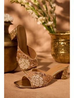 Anaar - Gold Festive Fling Block Heels