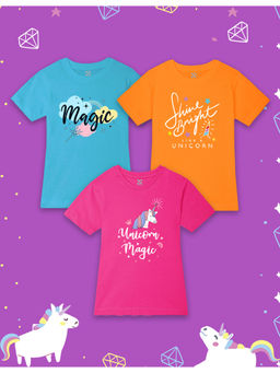Nusyl - Multi-Color Text Printed Half Sleeves T-Shirts (Pack of 3)