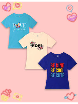 Nusyl - Multi-Color Butterfly Printed Half Sleeves T-Shirts (Pack of 3)