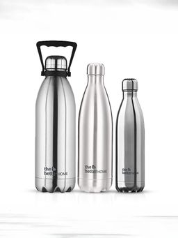 The Better Home - Milo SS Bottle Silver 1900,1000ml, 500ml (Pack of 3)