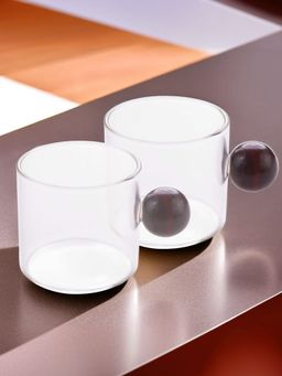 The Better Home - Colored Cup With Round Holder 120ml Transparent (Pack of 2)