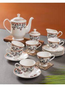 CLAY CRAFT - Fine Ceramic Golden Print Georgian Super Tea Set Multi-Color