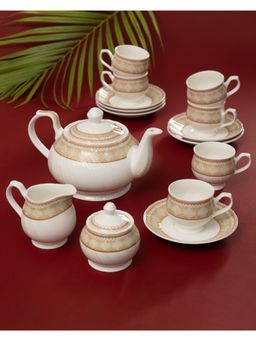 JCPL - Fine Ceramic Golden Print Karina Super Tea Set Beige