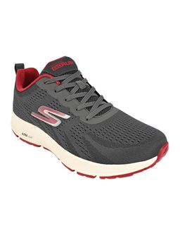 SKECHERS - Mens GO RUN CONSISTENT Charcoal Red Sports Lace Up Shoe