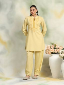 Nayam by lakshita - Women Yellow Pure Cotton Solid Kurta with Salwar (Set of 2)