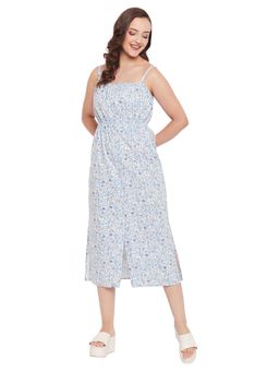 Madame - White Square Neckline Floral Midi Dress