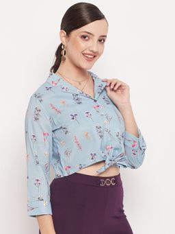 Madame - Disney Character Print Powder Blue Knotted Shirt