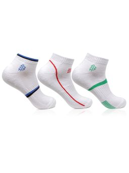 Bonjour - Men's Cushioned White Secret Length Sports Socks (Pack of 3)