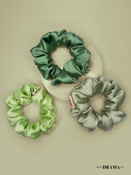 Hair Drama Co. - Love Me Sage Satin Scrunchies (Set of 3)