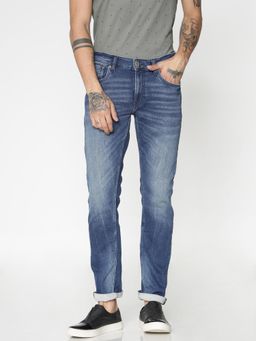 Jack & Jones - Blue Low Rise Washed Ben Skinny Jeans