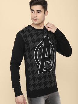 Free Authority - Mens Avengers Printed Black Sweater