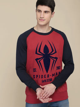 Free Authority - Mens Spiderman Printed Red Sweatshirt