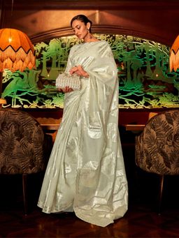 Odette - Lime Woven Design Silk Blend Handloom Saree with Unstitched Blouse for Women