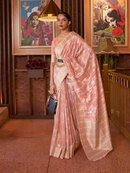 Odette - Pink Woven Design Silk Blend Handloom Saree with Unstitched Blouse for Women