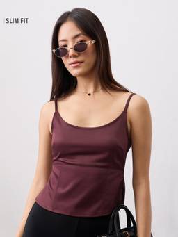 The Souled Store - Berry Wins Back Bow Top Women Fashion Cami Top
