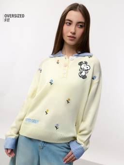 The Souled Store - Official Peanuts Nature Embroidered Sweater