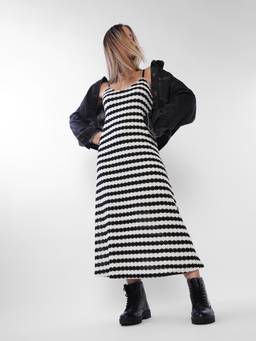 ONLY - Womens Black Striped Midi Dress