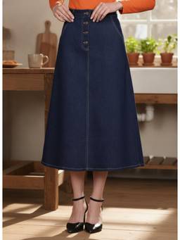 Codaisy PRO - Women Blue Long Denim Midi Skirt
