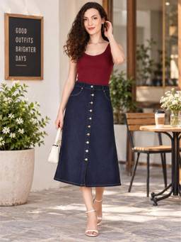 Codaisy PRO - Women Blue Knee-Length Denim Skirt