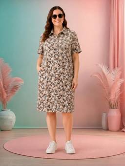 Oxolloxo - Women Plus Size Multi-Color Knee Length Dress