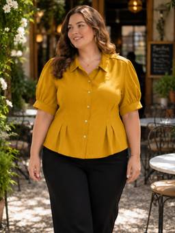 Oxolloxo - Women Plus Size Mustard Shirt