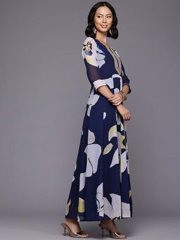 Ahalyaa - Floral Printed Sequinned Ethnic Evening Gown