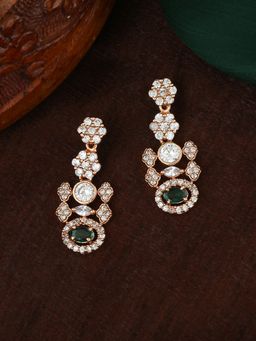 Estele - Rose Gold Plated CZ Glamour In Green Earrings for Women