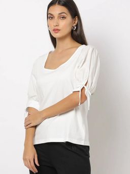 GAP - Womens Tie-Up Detail Square Neck Top - White