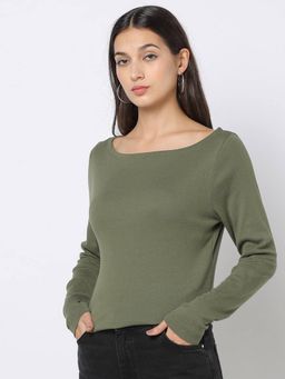 GAP - Womens Solid Boat Neck Top - Green