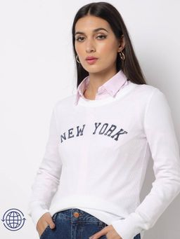 GAP - Womens Typographic Round Neck T-shirt - White