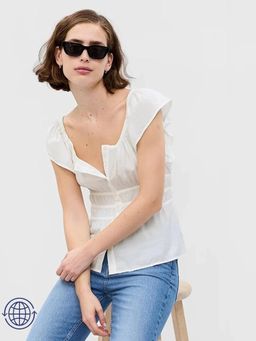 GAP - Womens Square Neck Peplum Top - Off White