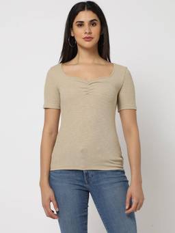 GAP - Womens Slim Fit Sweetheart Top - Brown